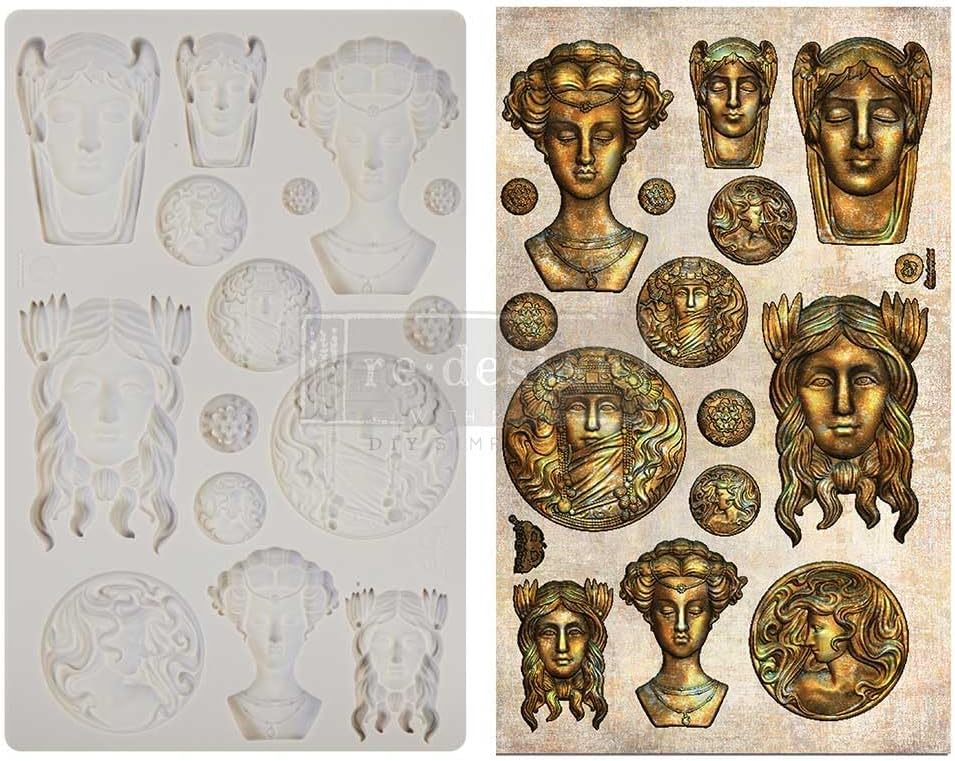 Prima Marketing 655350968618 Moulds, Prima Marketing - Finnabair - Moulds - Vintage Portraits Silicon Mould for Furniture Trims 5"x8"