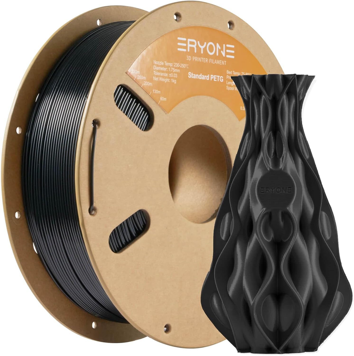 ERYONE PETG Filament 1.75mm Black PETG,High Toughness 3D Printer Filament