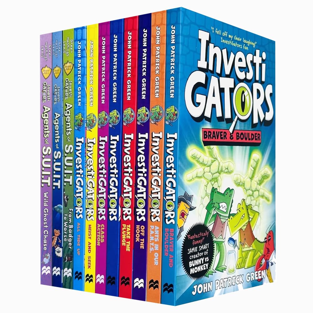 InvestiGators Series 11 Books Collection Set By John Patrick Green (InvestiGators, Take the Plunge, Off the Hook, Ants in Our P.A.N.T.S, Braver and Boulder,Heist and Seek,Agents of S.U.I.T. & More)