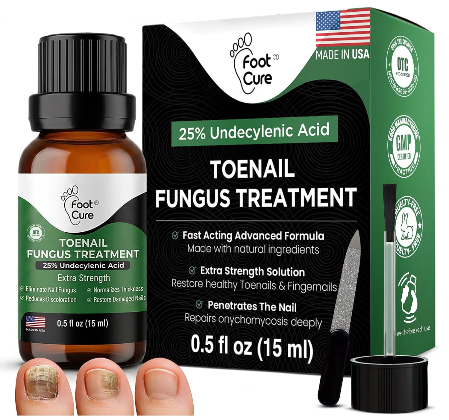 Foot Cure Toenail Fungus Treatment Extra Strength – Athletes Foot Treatment for Toenails, Restorative Nail Repair for Damaged Nails, Toenail Softener with Tea Tree Oil & Oregano Oil - Made in USA