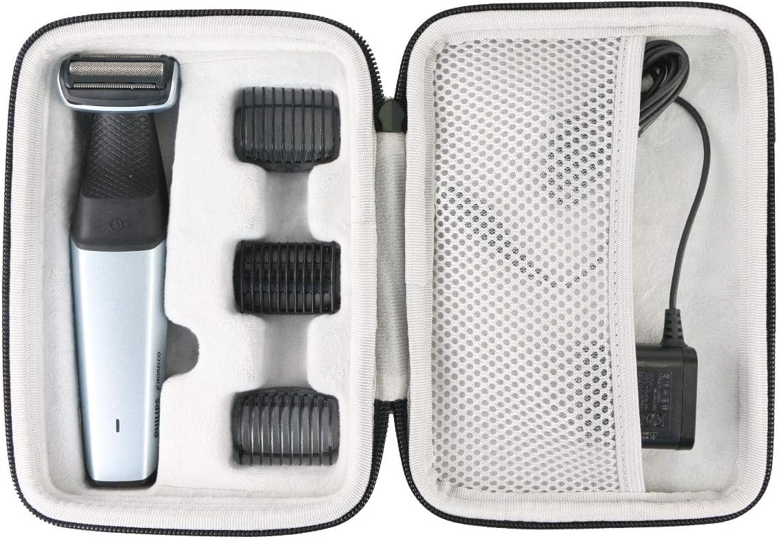 Khanka Eva Hard case Travel Bag for Philips Series 5000 Showerproof Body Groomer with Back Attachment and Skin Comfort System BG5020/13 BG5020/15.