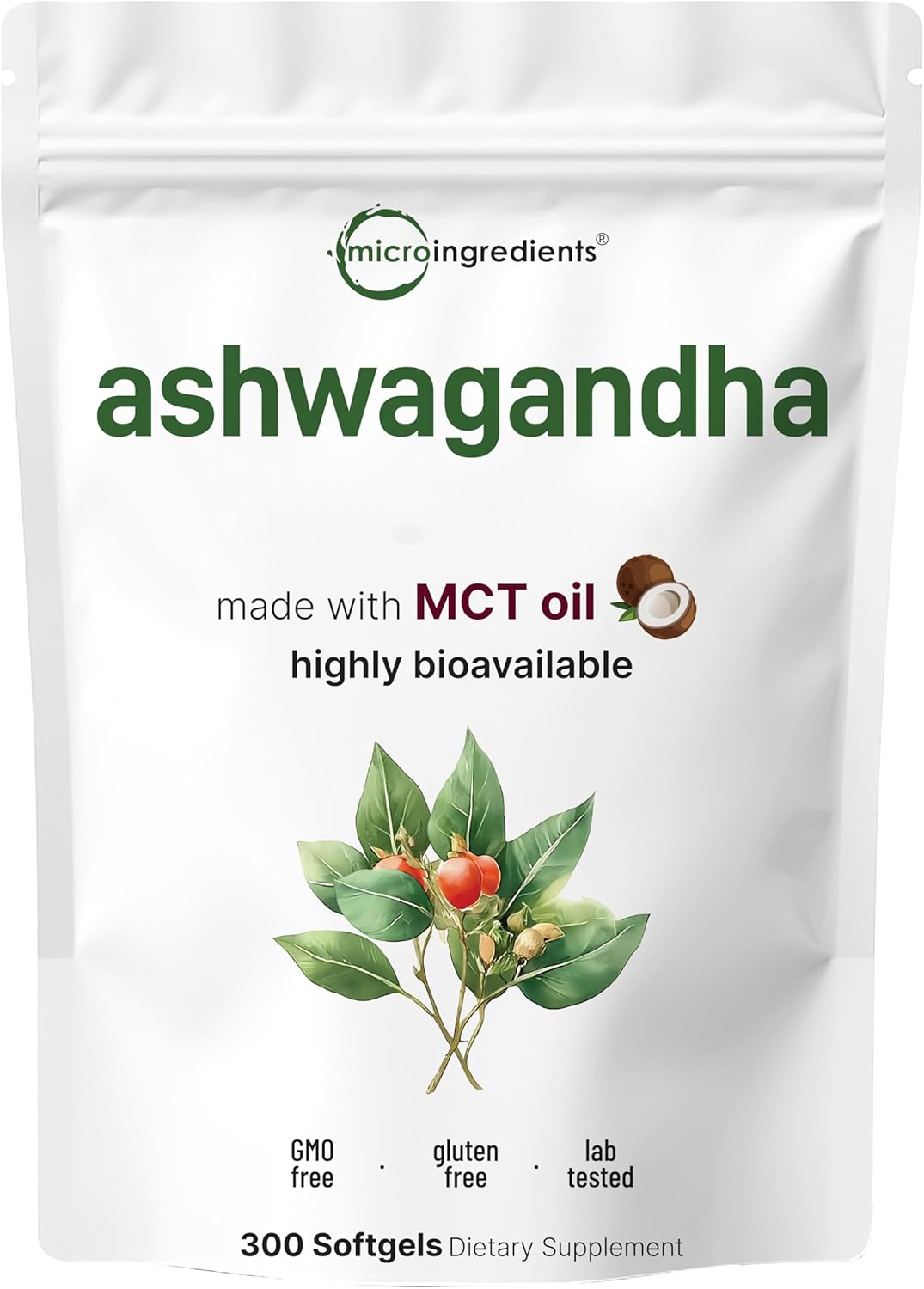 Ashwagandha Supplements 6,000mg Per Serving | 300 Coconut MCT Oil Softgels with Black Pepper for Better Absorption | Potent Root Extract | Natural Herbal Support for Relaxation | Non-GMO