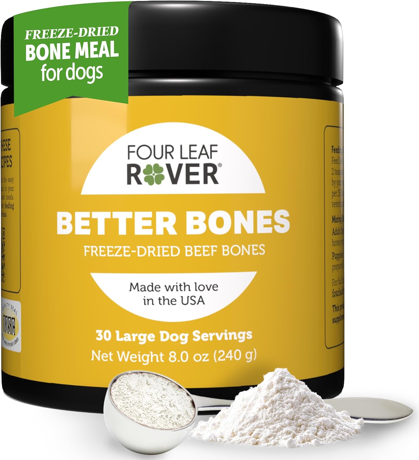 Better Bones Bone Meal for Dogs - Dog Calcium Supplement for Healthy Joints, Teeth, & Bones - from 100% Grass-Fed New Zealand Beef Bone