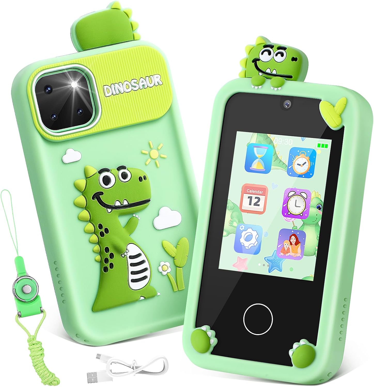 Kids Smart Phone Toy, Luckits Children Cell Phone with Touchscreen Dual Camera MP3 Music Player Toddler Mobile Phone with 32GB TF Card Silicone Cover & Lanyard for -8 Boy Girl Birthday X-mas Gift