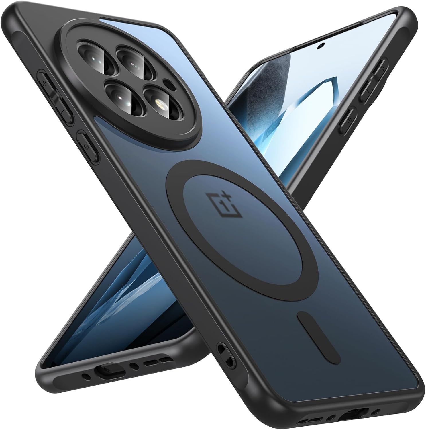 Magnetic for OnePlus 13 Case [Compatible with MagSafe] Translucent Matte Shockproof Slim Fit Military Grade Drop Proof Protection Anti-Fingerprint Cover Phone Case for OnePlus 13 5G 2025(Black)