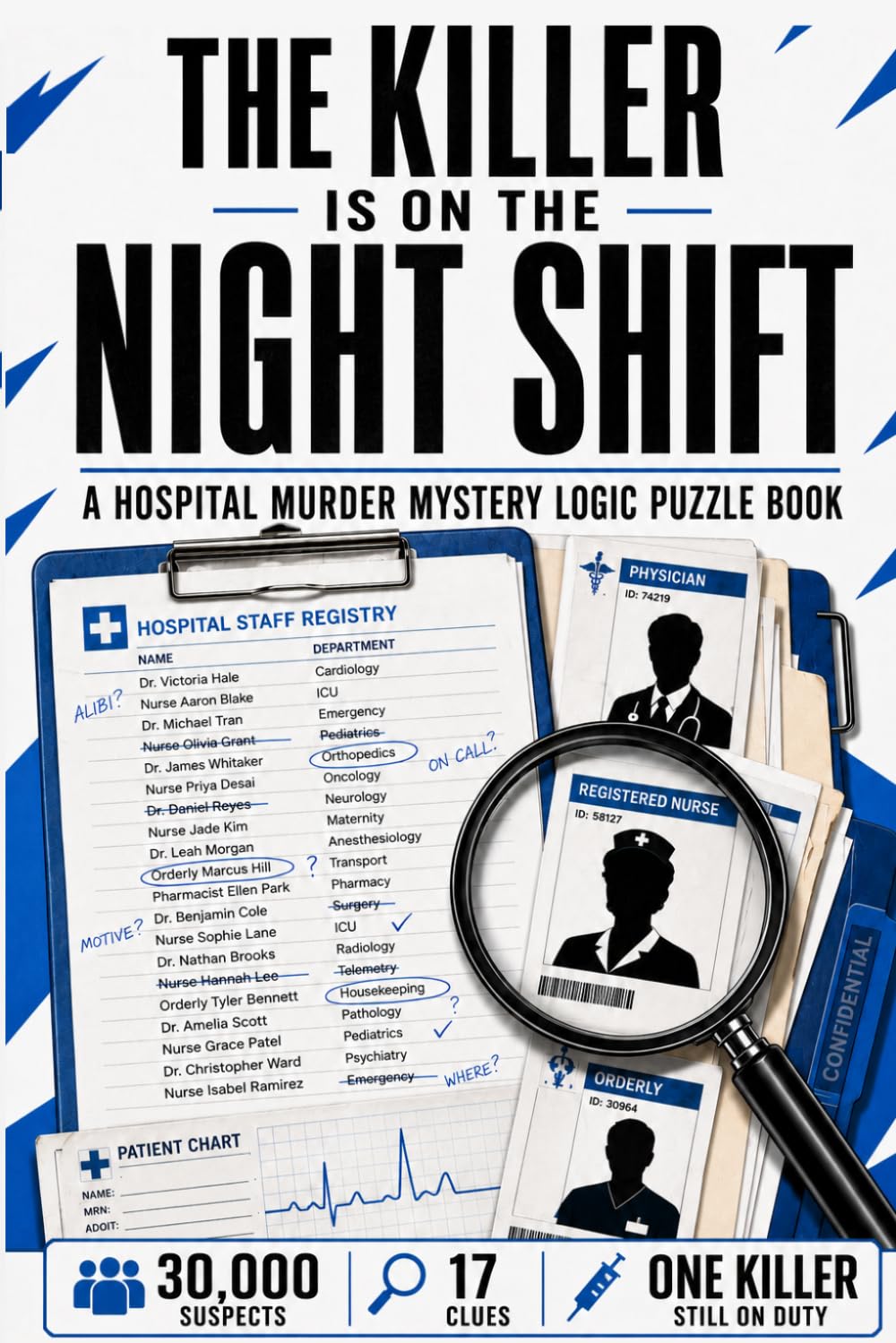 The Killer Is On The Night Shift: A Hospital Murder Mystery Logic Puzzle with 30,000 Suspects, 17 Clues, and One Killer Still on Duty (Murder Mystery Puzzle Books)