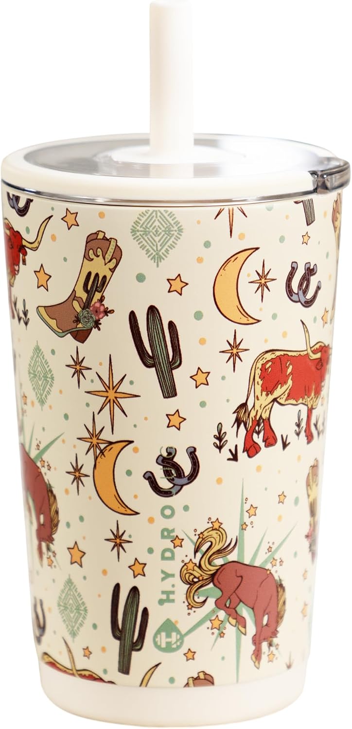 HydroJug Everyday Tumbler 14 oz, Ceramic-Lined Straw Cup, Rodeo