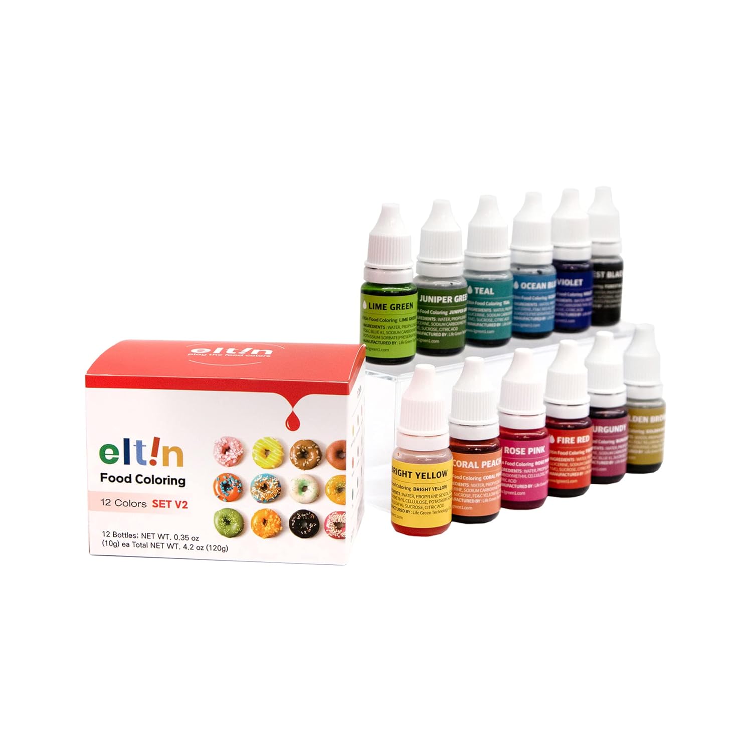Eltin Food Coloring SET V2 - Gel Food Coloring Liquid For Baking | Edible Food Dye Coloring For Cake Decorating, Cookie Decorating, Slime | Easter, Christmas, Halloween Food Coloring Gel | Vegan Gel Food Coloring Set (12 Colors, 0.35oz/ea)