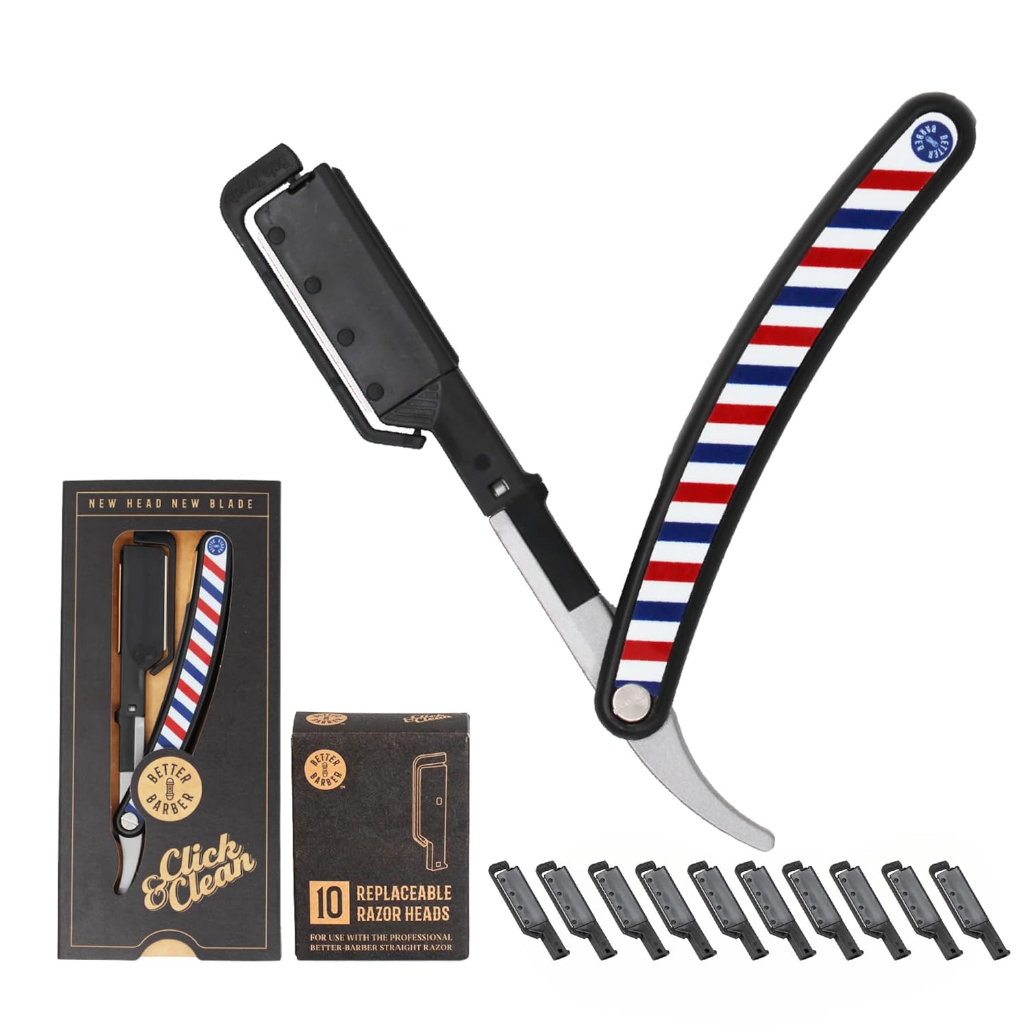 Straight Edge Razor for Men with 11 Disposable Blades