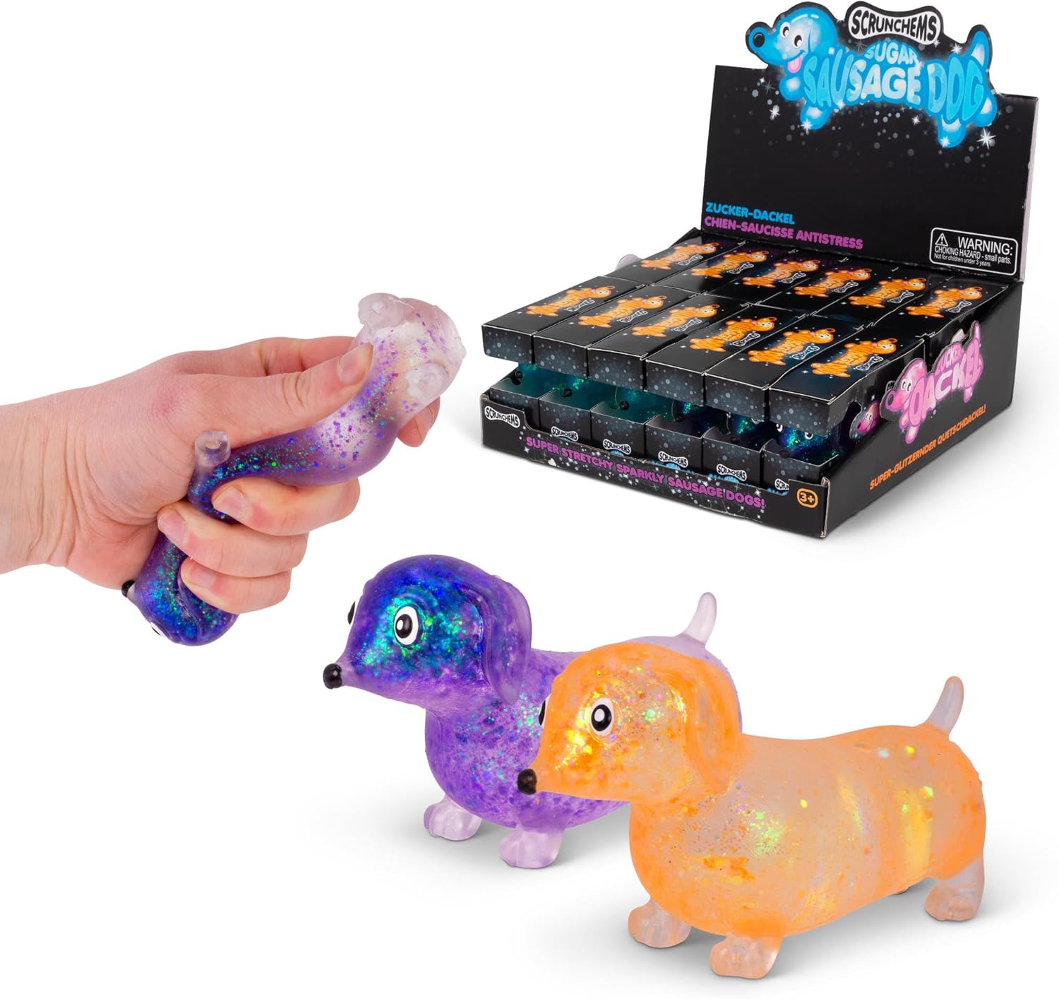 Tobar SCRUNCHEMS SUGAR SAUSAGE DOG Stress Squishball Toy, Assorted Designs and Colours
