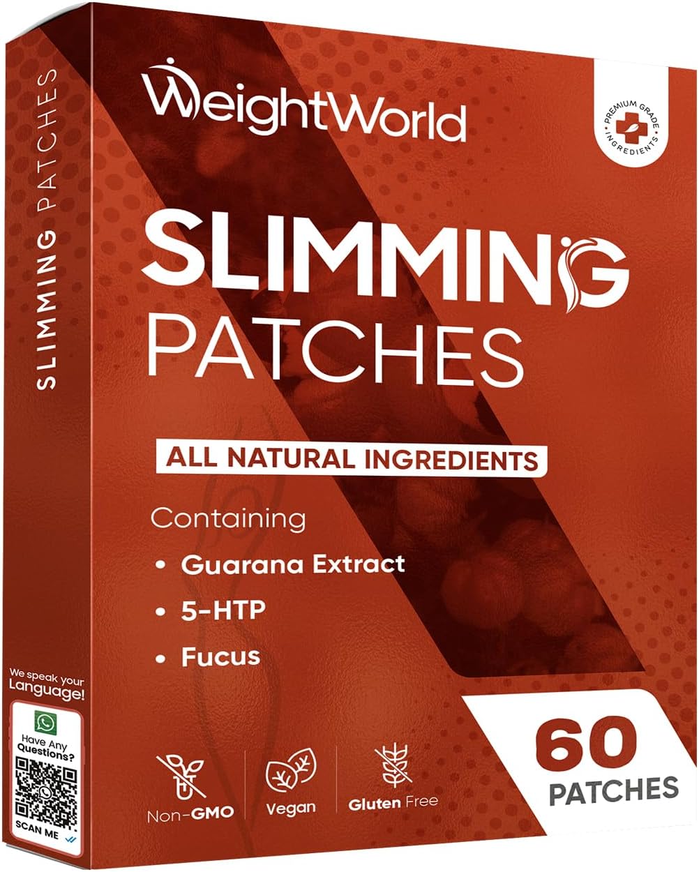 Guarana Slimming Patches | 60 Patches | 2 Months Supply | with 55% Guarana Extract, Flaxseed & Griffonia Seed Powder | Natural & Safe | Ultra-Thin & Transparent | Suitable for Sensitive Parts