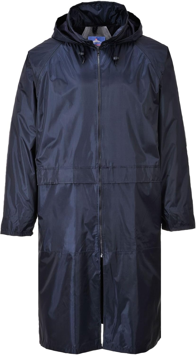 Portwest Classic Rain Coat Adult Waterproof Long Protection Hooded Work Wear Trench