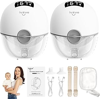 Electric Breast Pump Hands Free, Wearable Breastfeeding Pump with Double-Sealed Flange, 4 Modes & 9 Levels, Portable and Convenient Pumping Bra Hands Free - 19/21/24/28mm, 2 Pack (White)