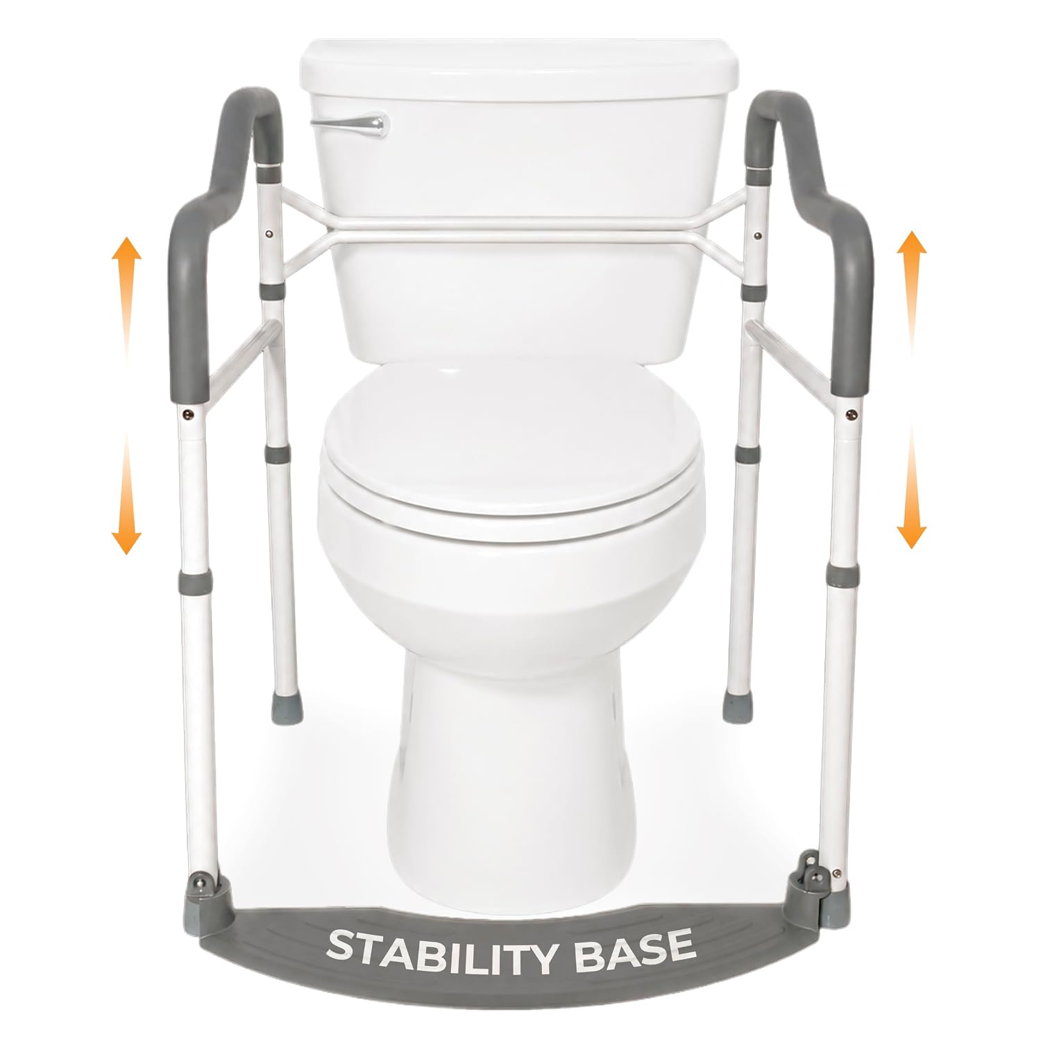 Stander Wonder Toilet Safety Rails for Seniors, Adjustable Detachable Toilet Frame with Padded Handles for Elderly Adults, Foldable Handicap Support Rail with Footrest, Fits Any Toilets