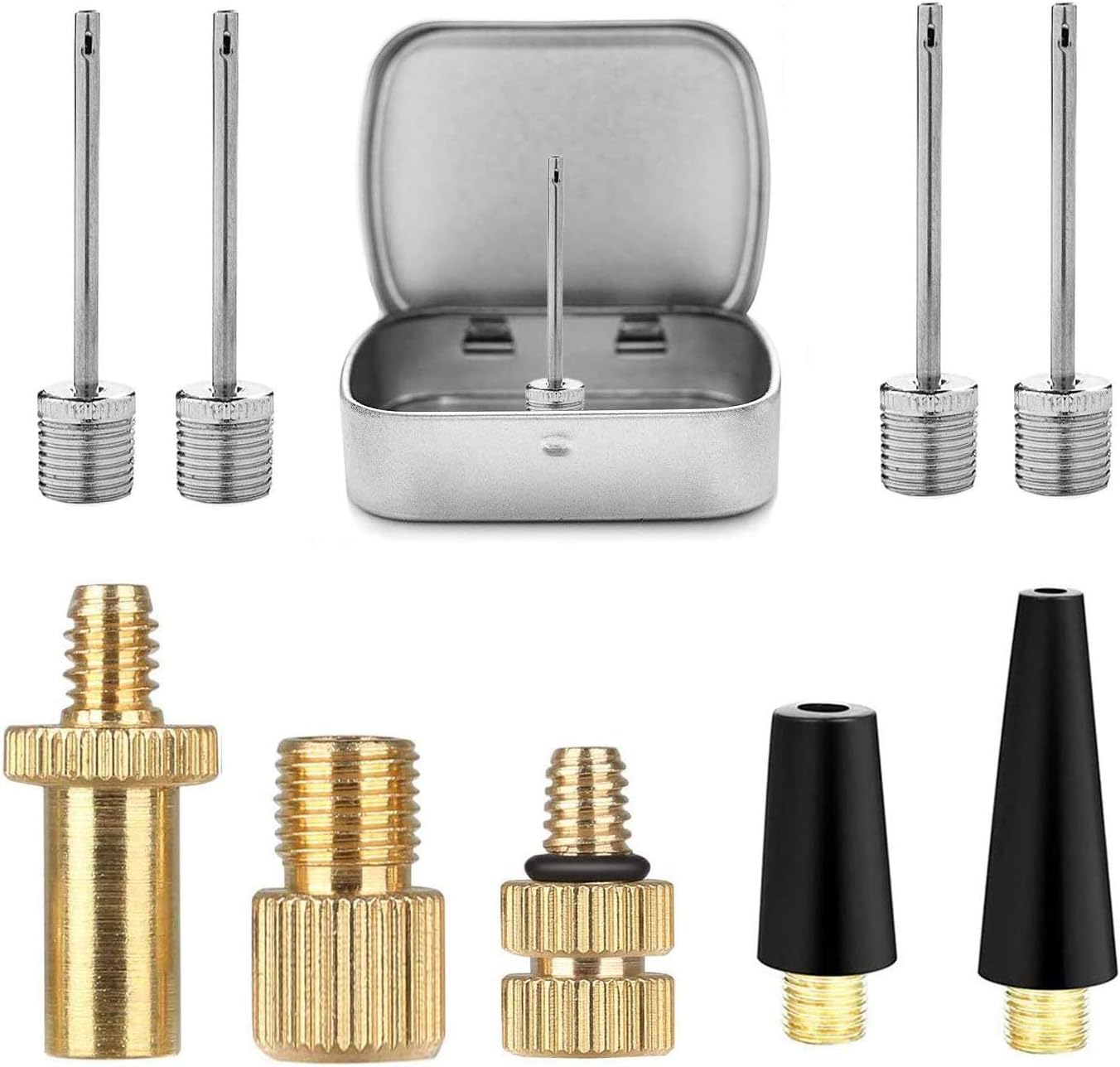 Bicycle Valve Adapter DV AV SV Converter, Ball Pump Needle, Inflation Needle, Air Pump Needle Set for All Bike, Sports Ball and Inflatable Equipment 10PCS