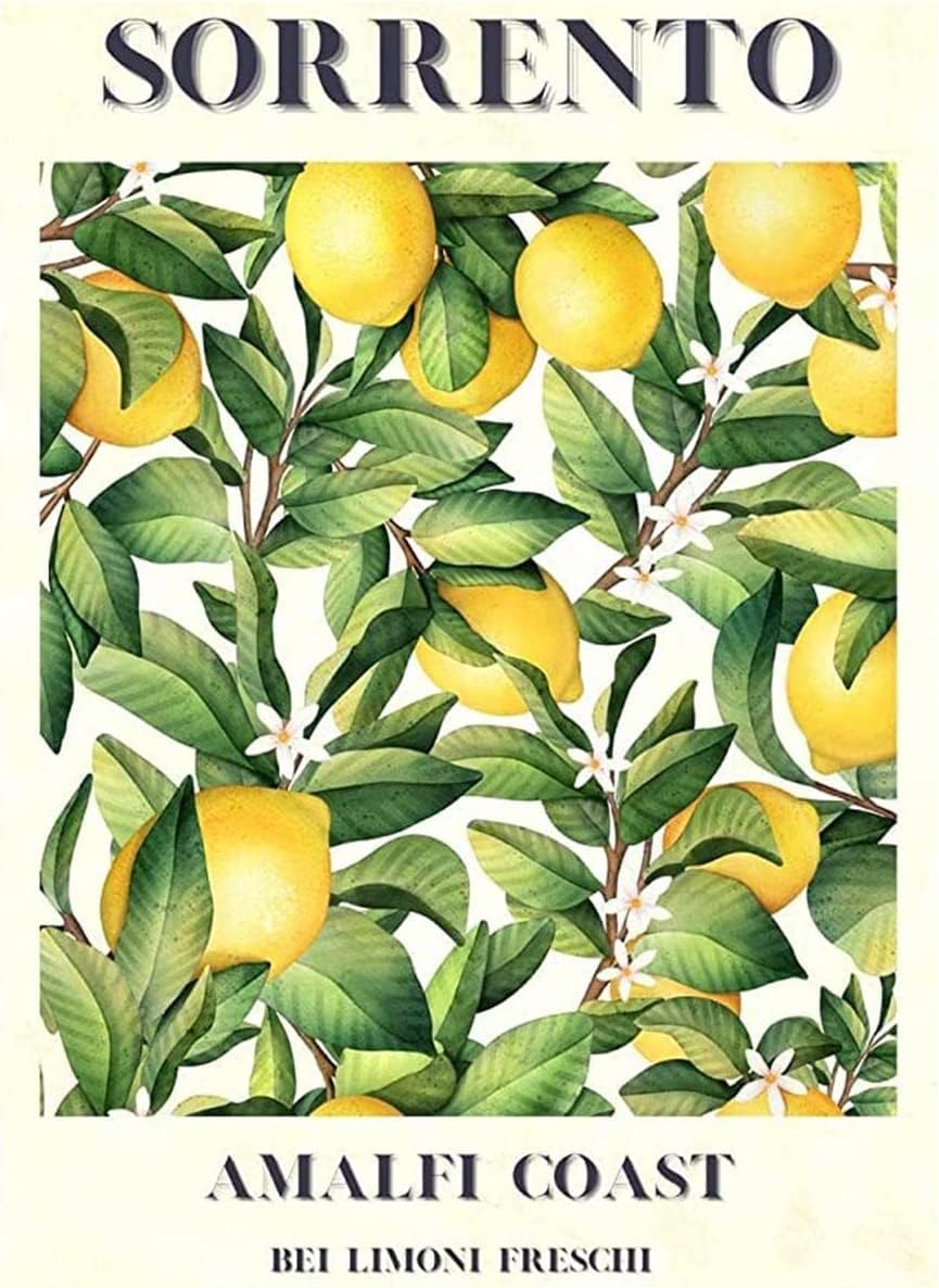 Viewkedt Decor Fruit Market Sorrento Lemons Sign for Coffee Spring 6x8 in Tin Sign Home Decor Home Art Metal Signs Wall Art Wall Decor Poster