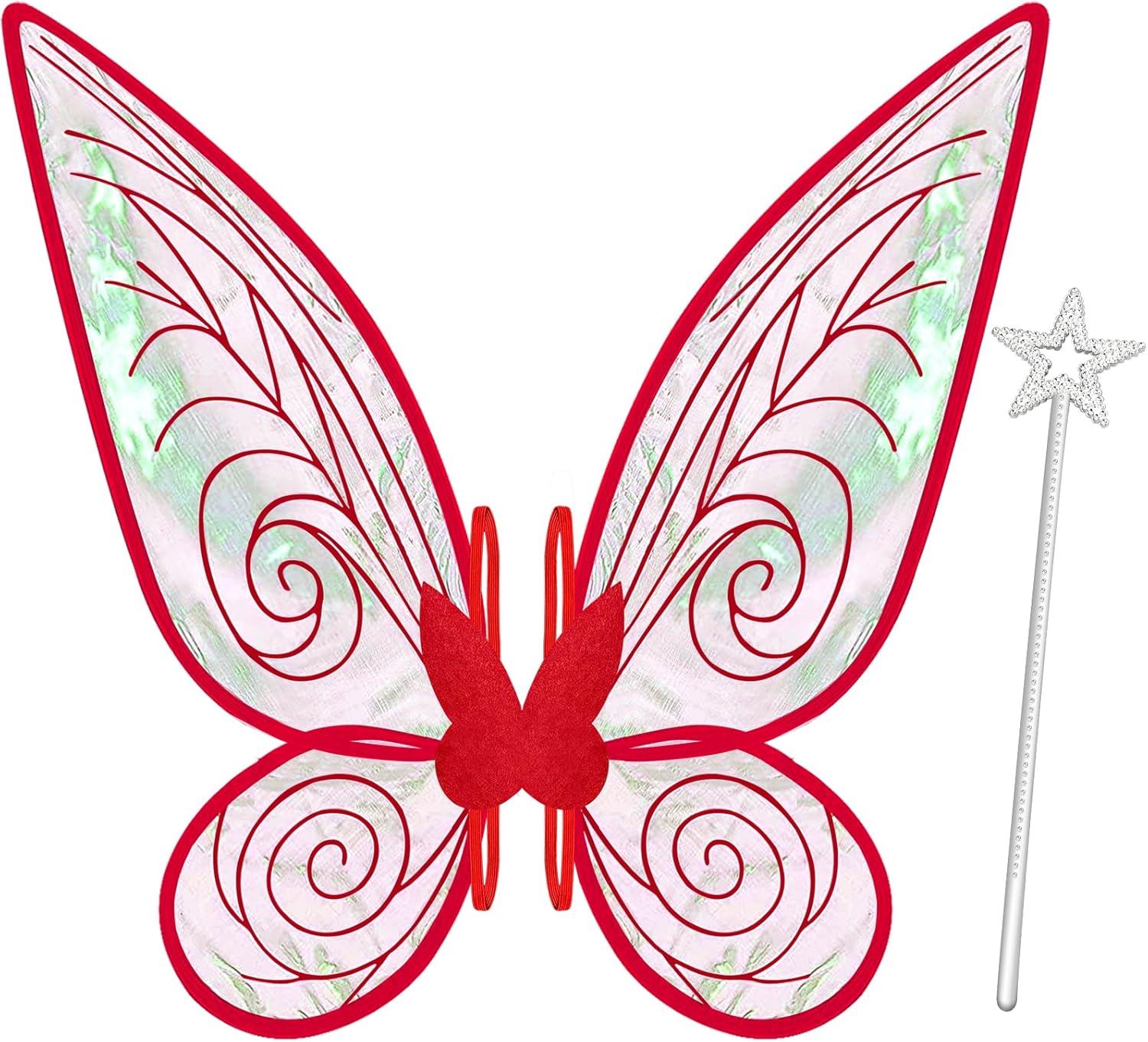 Fairy Wings for Adults,Butterfly Wings for Girls,Angel Wings,Fairy Costume for Women Halloween Dress Up Party Favor (Red)