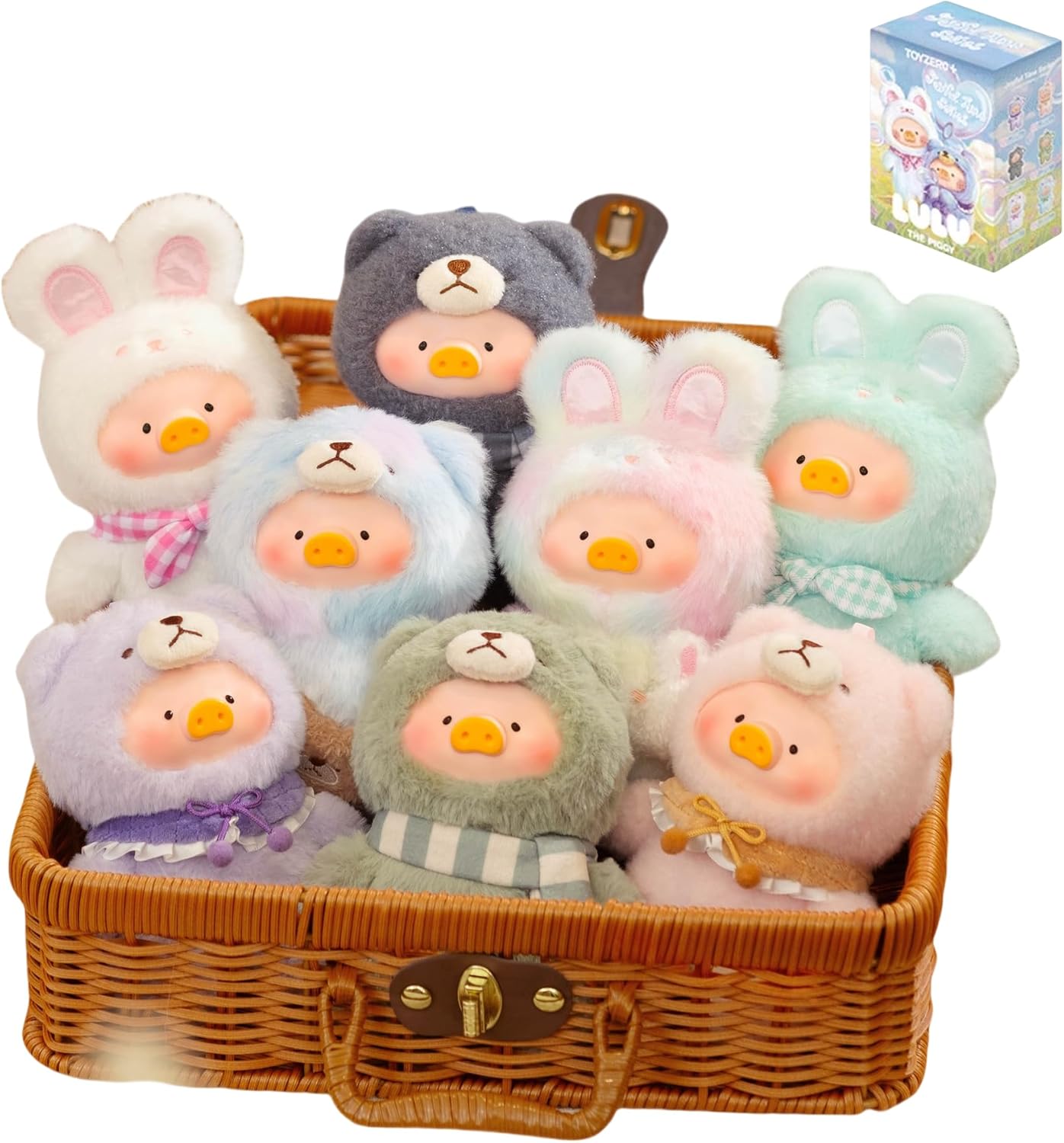 Lulu The Piggy Pig Vintage Bunny Bear Joyful Time Series Blind Box Figures 1PC Plush Cute Collectible Toys Kawaii Birthday Gifts