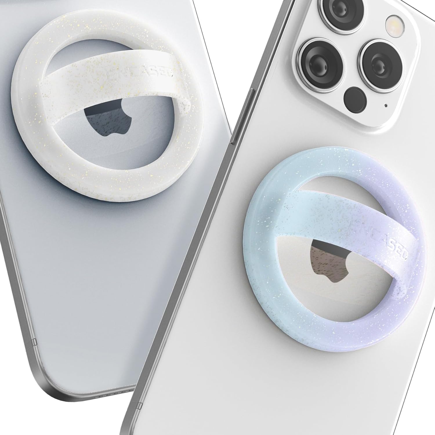 2-Pack Magnetic Phone Grip Holders Compatible with MagSafe, Soft-Touch Silicone Finger Loops for iPhone, Comfortable and Secure Fit (Clear Sparkle & Gradient Candy)