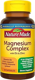 Nature Made Magnesium Complex with Vitamin D and Zinc Supplements, Magnesium Supplement for Muscle, Nerve, Heart & Bone Support with Vitamin D3 & Zinc for Immune Support, 60 Capsules, 30 Day Supply