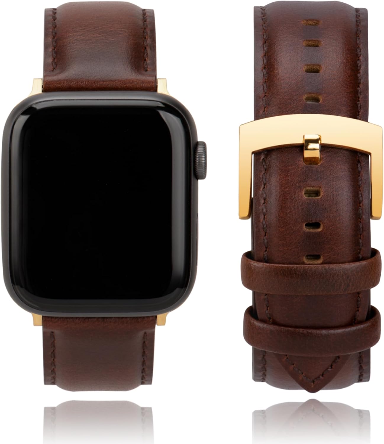 Leather Watch Bands Compatible with Apple Watch 49mm 46mm 45mm 44mm 42mm 41mm 40mm 38mm, Elegant Top Grain Leather Replacement Straps for iWatch Series 10 9 8 7 6 5 4 3 2 1 Ultra2 1 SE2 1
