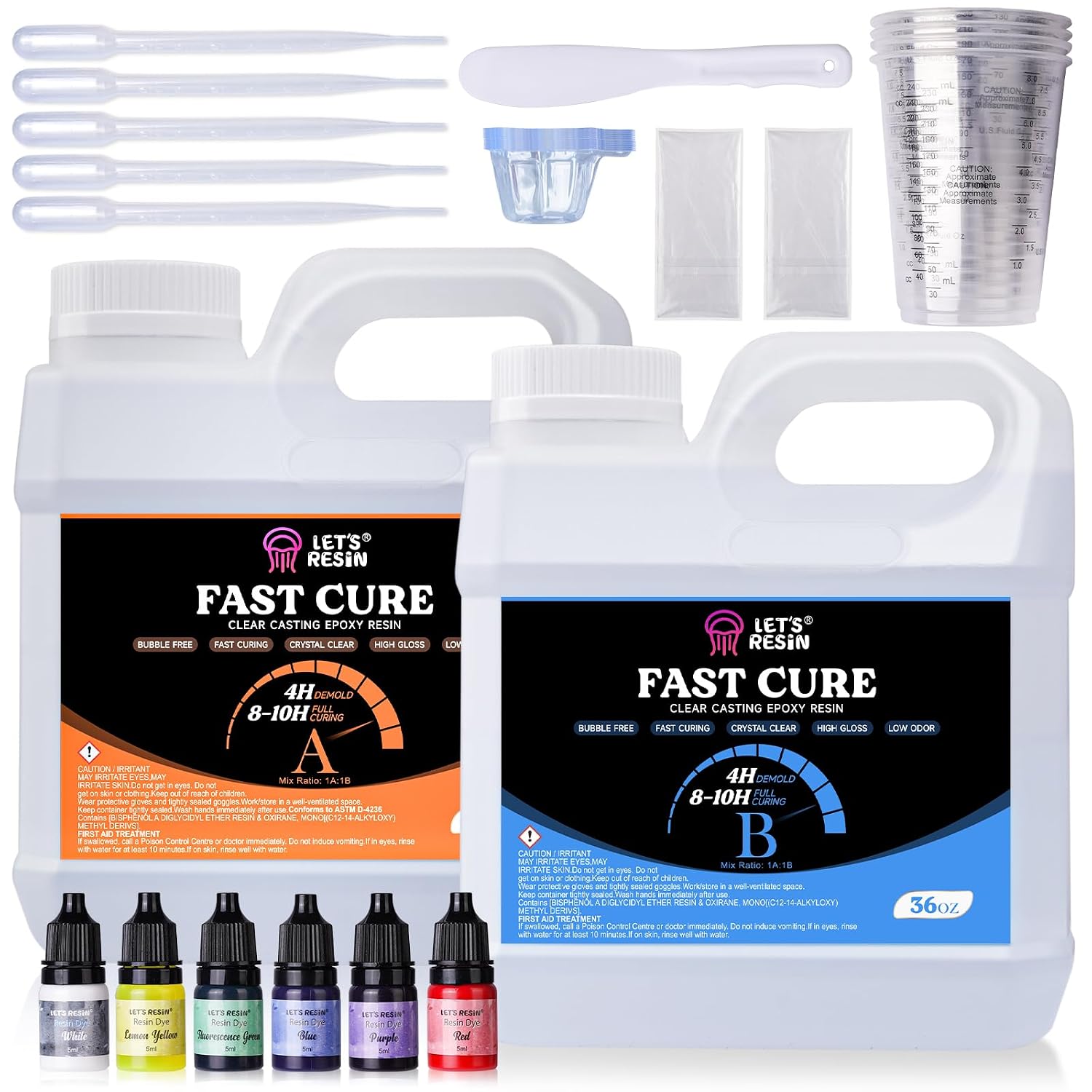 Let's Resin 72OZ Fast Curing Epoxy Resin Kit,Demold in 4 Hours