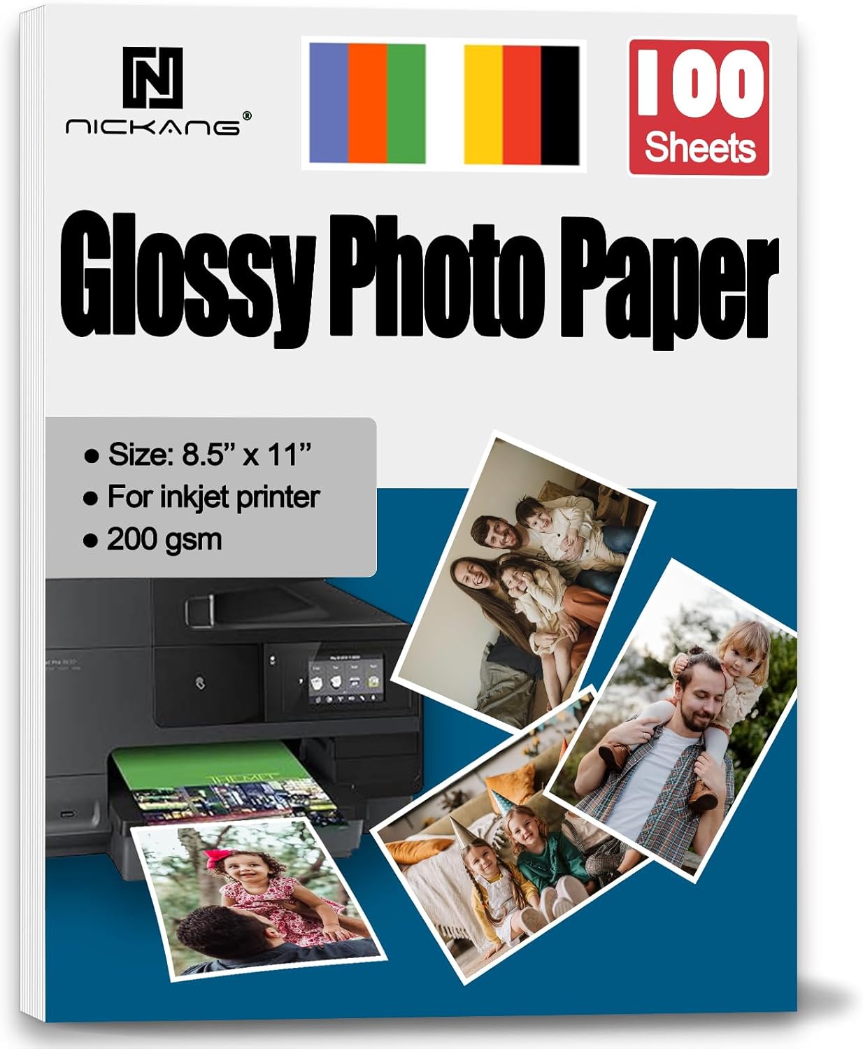 Photo Paper, Glossy Photo Paper 8.5x11, Photo Printer Paper, Picture Paper for Printer, for Inkjet Printer, Letter Size, 100 Sheets Bulk, 200 GSM