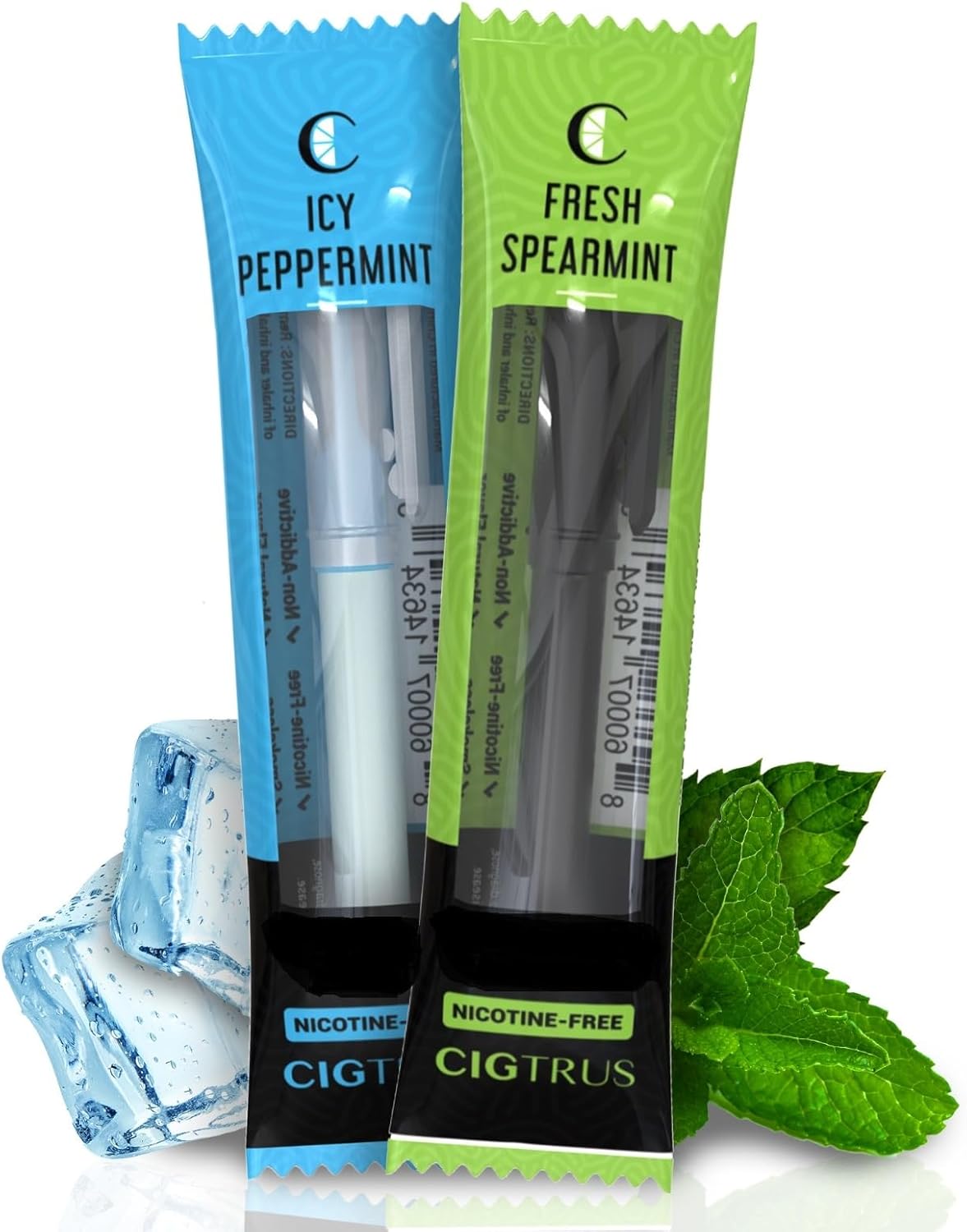 Cigtrus Smokeless Air Inhaler - Tobacco-Free, Nicotine-Free, & Non-Electric | Oral Fixation Relief Aid | Habit Replacing Breathing Stick | 2 Pack (ICY Peppermint & Fresh Spearmint)