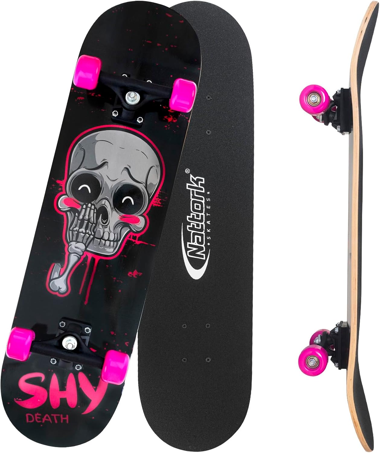 Nattork 31 Inch Complete Skateboard, Standard Skateboards for Beginners, Wood 9 Layer Canadian Maple Trick Skate Boards for Boys Girls Youth Teens Adults