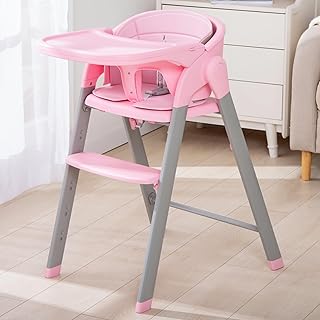 Foldable Baby High Chair, CAPCAPA Portable Pink High Chairs for Babies and Toddlers, Convertible Toddler High Chair for Girls 6 Months to 12 Years, Metal High Chair for Adults, 280 lbs Load Capacity