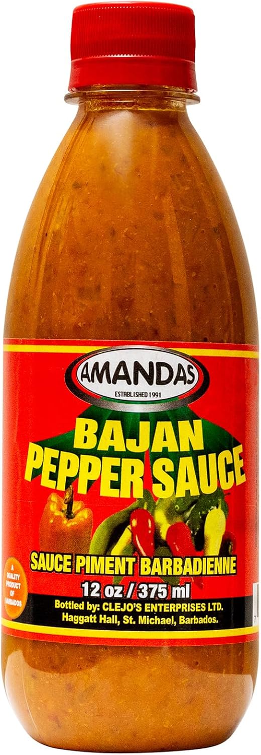 Amandas Barbadian Hot Pepper Sauce - Authentic Caribbean Flavor - Made in Barbados (375 ml)