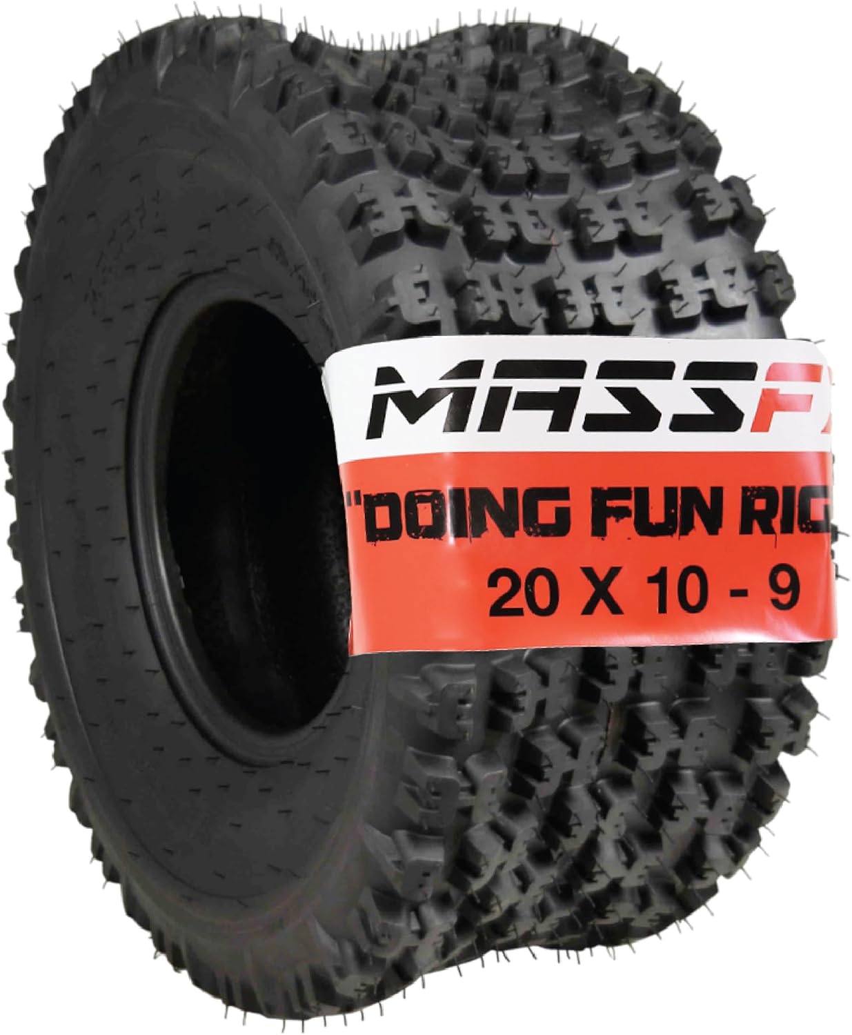 MASSFX 20x10-9 Dual Compound Rear Tire for Off-Road All-Terrain (ATV) and Sport Quad Vehicles - 6-Ply with 12mm Tread Depth 20x10x9