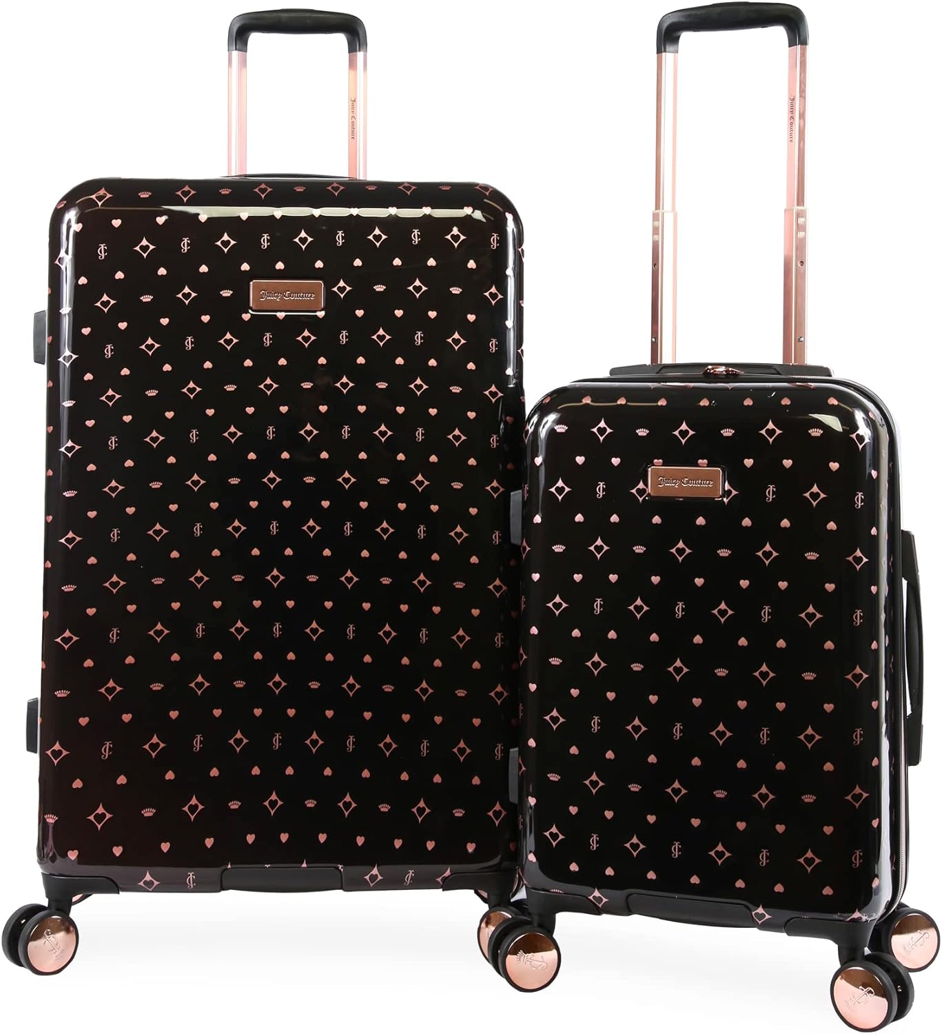 Juicy Couture Women's Arwen Spinner Luggage - Black/Rose Gold 2pc Set