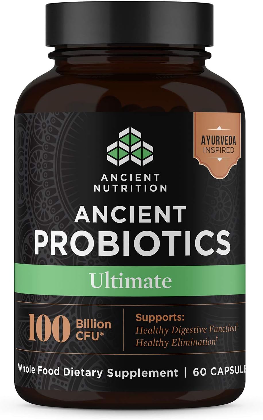 Probiotics by Ancient Nutrition, Probiotics Ultimate 100 Billion CFUs*/Serving, Digestive and Immune Support, Gluten Free, Ancient Superfoods Blend, 60 Capsules