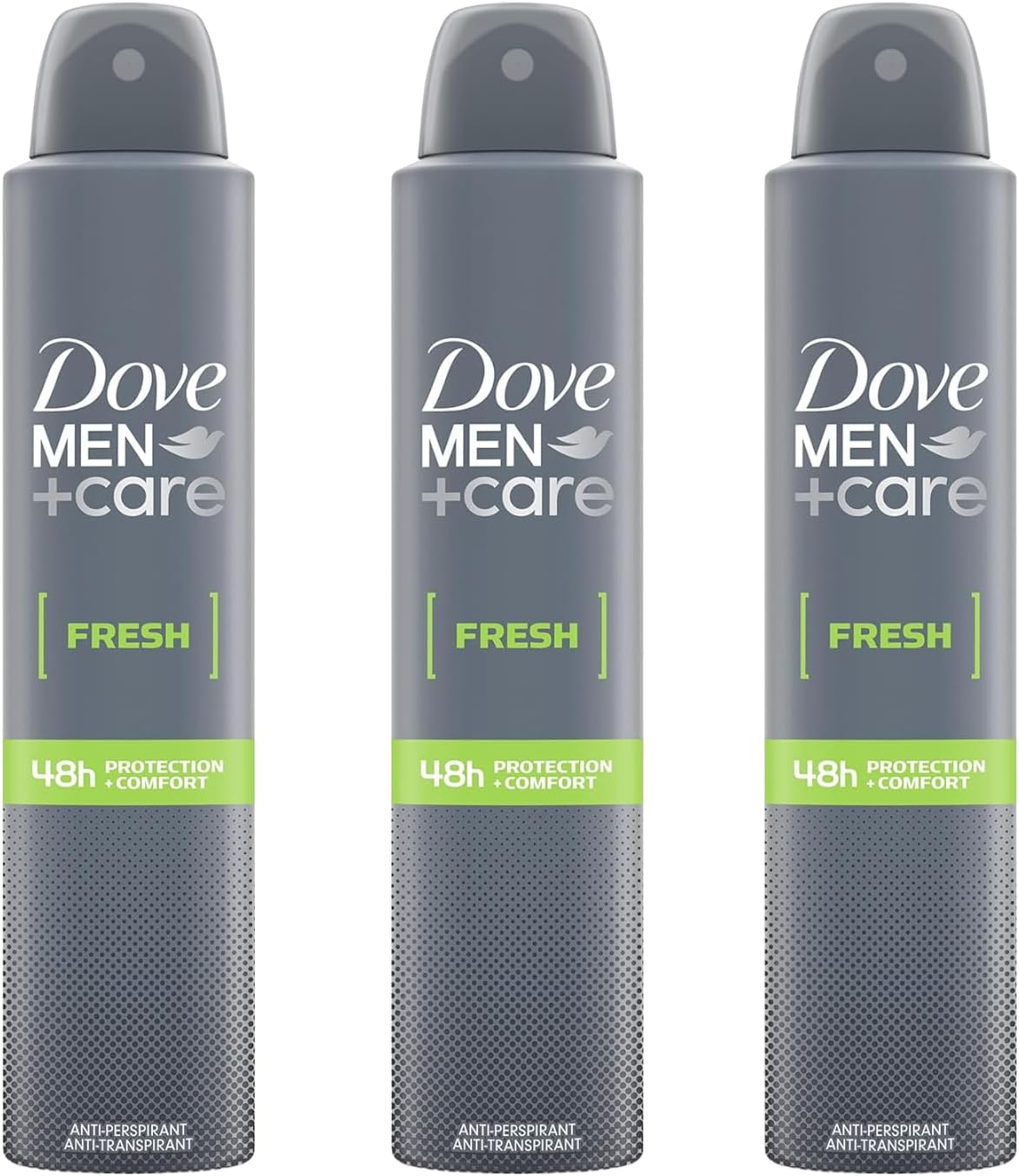 3 x 200ml Dove MEN + CARE Fresh Antiperspirant Aerosol Deodorant for Men | 48h Sweat and Odour Protection | 1/4 Moisturising Cream for Protection
