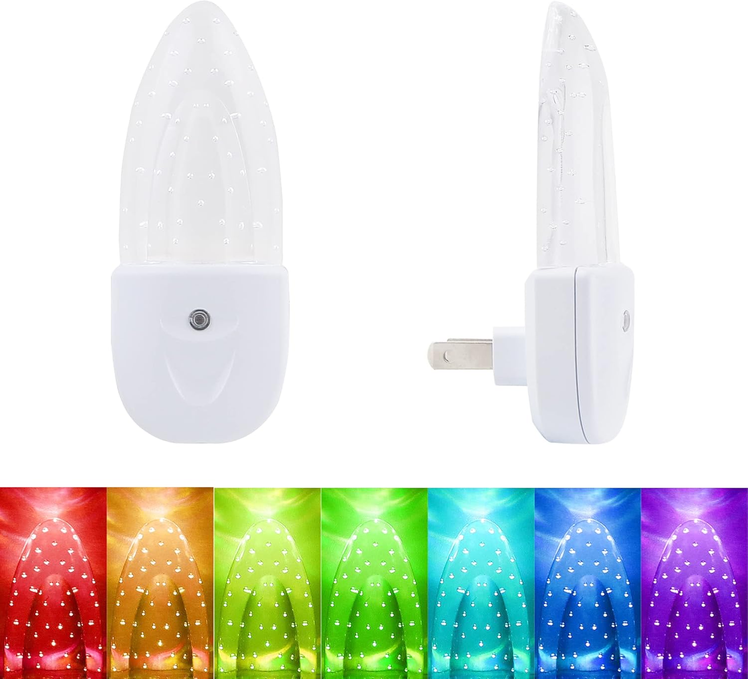 GREENIC Multicolor LED Night Light 4 Pack Bubble Pattern with Dusk to Dawn Sensor, Rotating 8 Colors, Plug in Night Light for Bedroom, Kids Room, Bathroom
