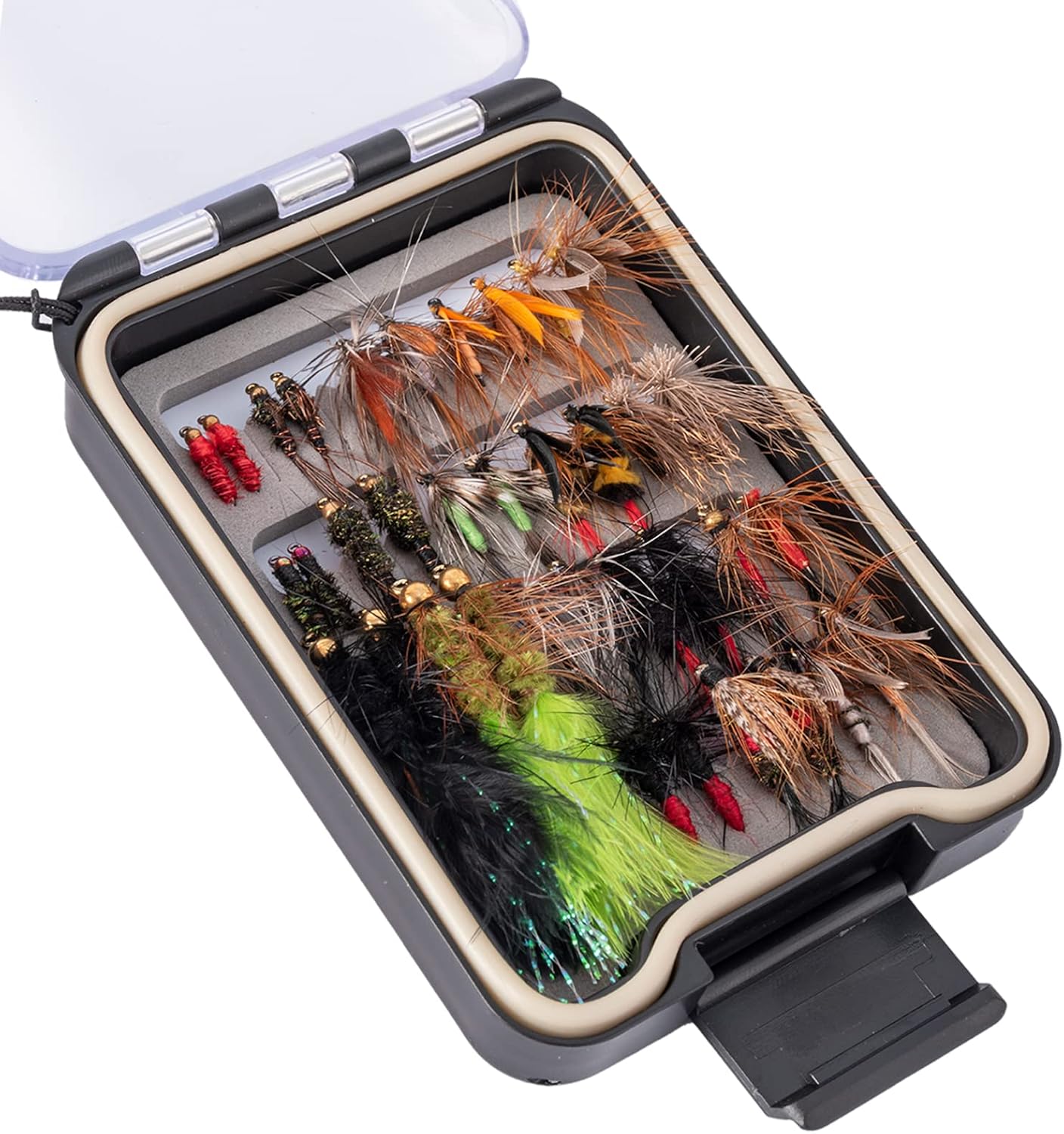 36 pcs Fly Fishing Flies Kit, Hand Tied Trout Bass Fly Assortment with Fly Box, Dry Wet Nymph Flies Streamers Fly Fishing Lures