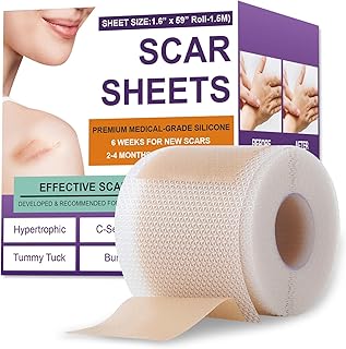 Silicone Scar Sheets,Silicone Scar Tape,Scar Tape For Surgical Scars,Silicone Scar Removal Strips For Surgical,C-Section,Tummy Tuck,Keloid Scars(1.6"X 59" Roll-1.5M) Keloid Bump Removal
