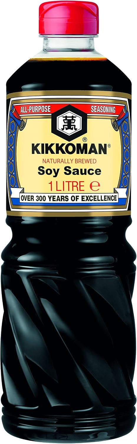 Kikkoman Naturally Brewed Original Soy Sauce 1 Litre | 100% Natural Ingredients | Authentic Premium Japanese Soy Sauce | Adds Rich Umami Flavour to Asian Sushi & Stir Fries | Vegan | Single PET Bottle