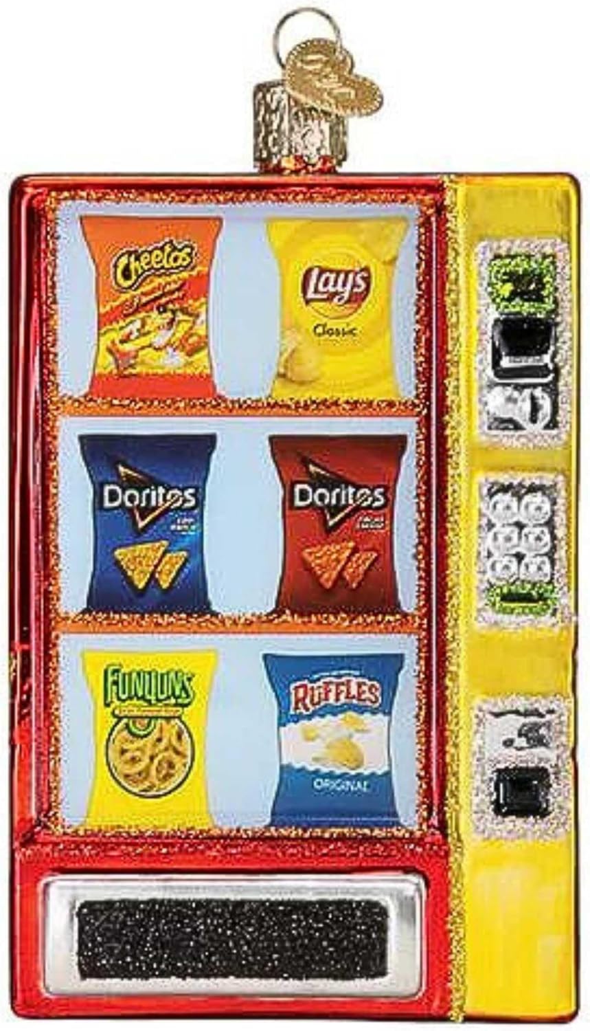 Old World Christmas Frito Lay Vending Machine Glass Hanging Ornament