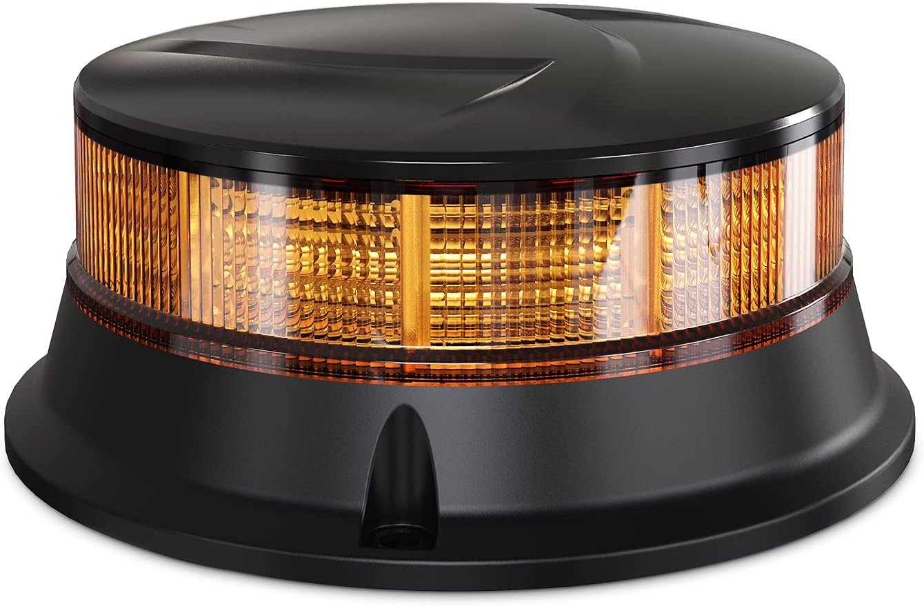 Agrieyes Amber Beacon Light 4.2Inch, Flashing Safety Warning Lights Permanent Mount, LED Emergency Strobe Lights for Vehicles, Caution Hazard Lights for Truck Tractor Golf Carts Snow Plow Postal