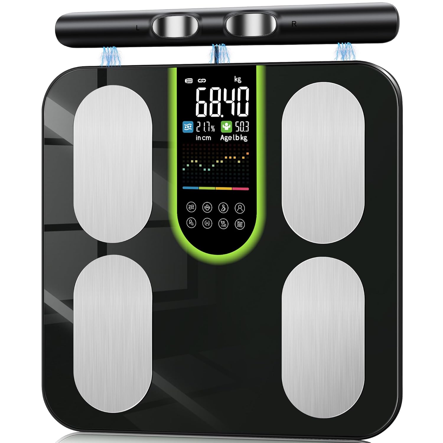 Scales for Body Weight, Digital Body Fat Scales with 8 Electrodes, 58 Body Datas Smart Scales with App, Bluetooth Full Body Composition Scale for BMI, Muscle Mass, BMR, Large LCD Display, 180kg/400lb