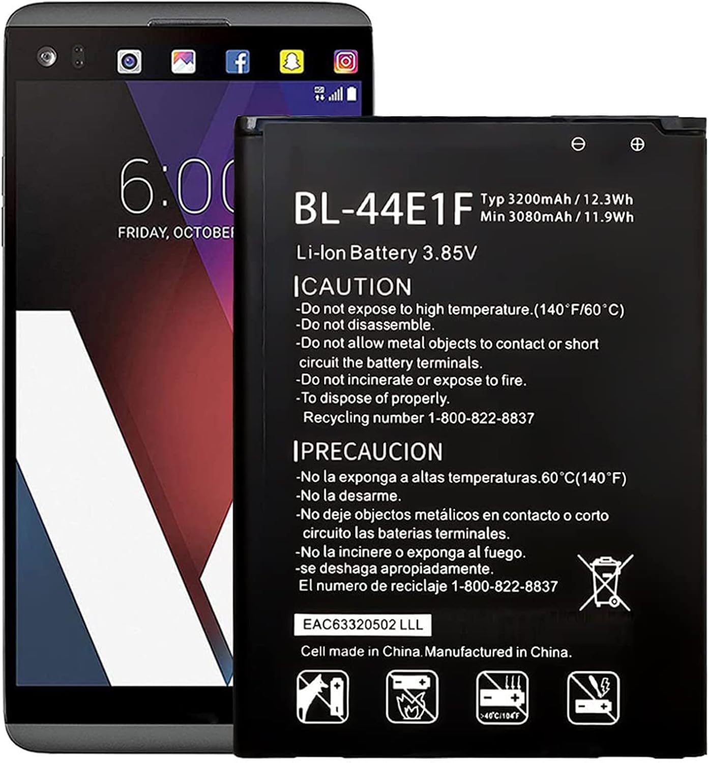 for LG V20 Battery, BL-44E1F Replacement Battery Extended for LG Stylo 3/ Stylo 3 Plus H918 H910 LS997 US996 VS995 V995