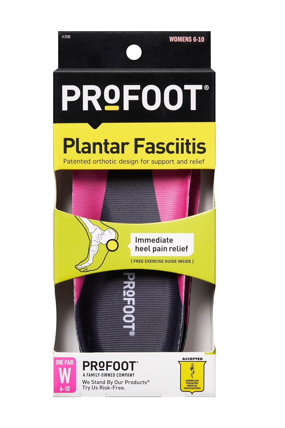 PROFOOT 22102FGENXX12 Plantar Fasciitis Orthotics for Women's, 6-10