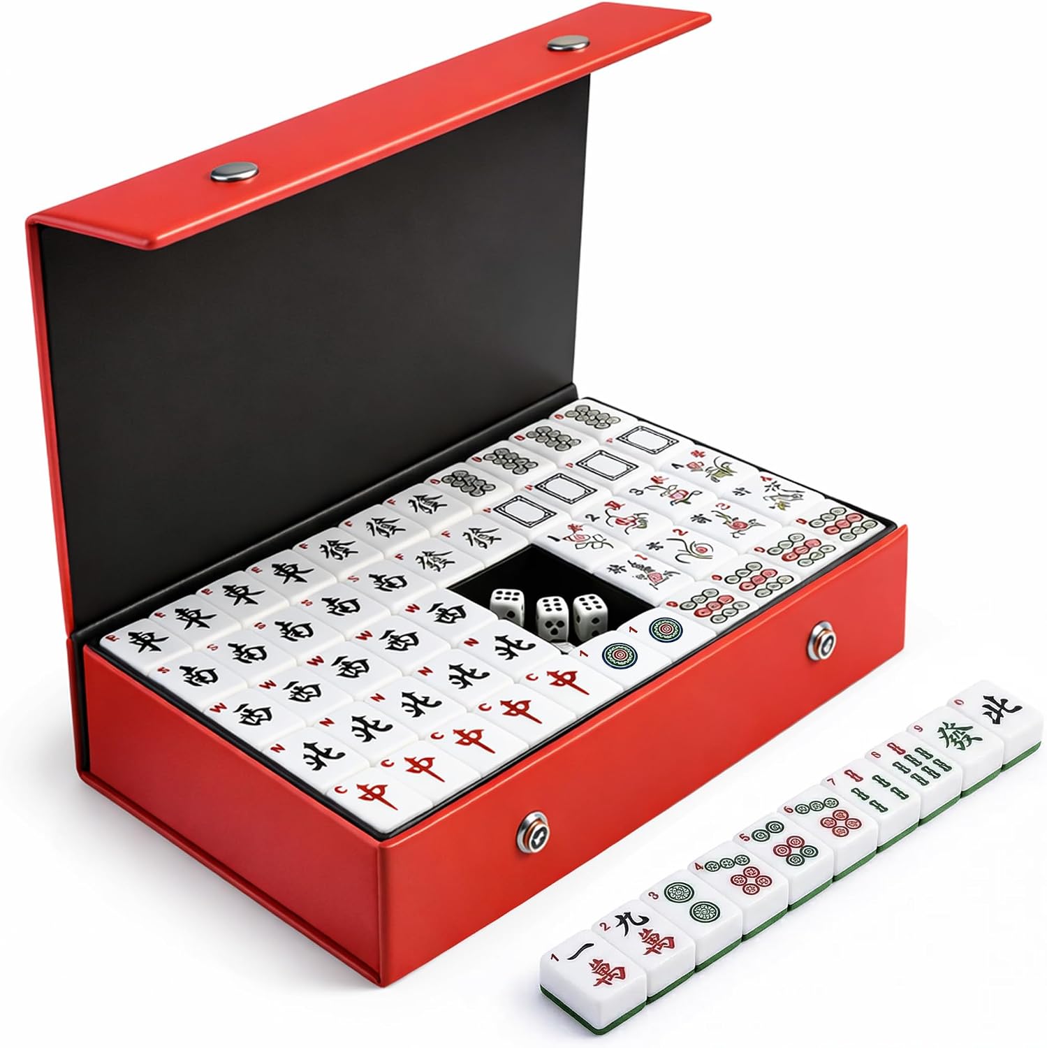 Mahjong Set Full Size with Numbers: 144Pcs Mahjong Tiles 30x22.5x17mm