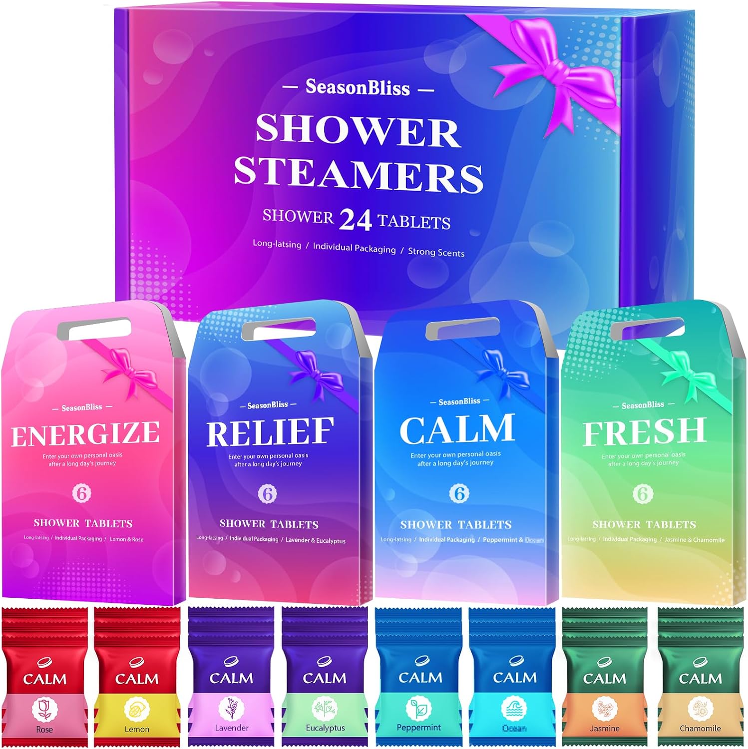 SeasonBliss Shower Steamers 24 Pack, Shower Tablets