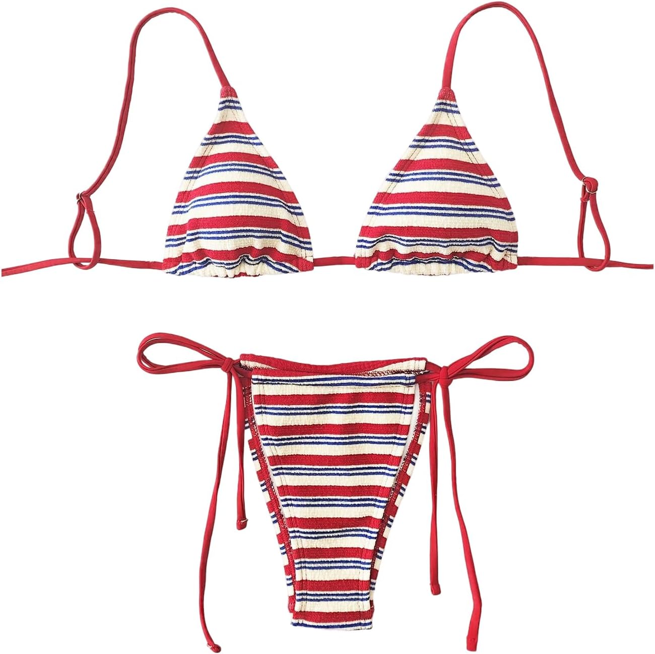 GORGLITTER Women's Triangle Bow Bikini Sets Striped High Waisted String Thong Swimsuit Summer Bathing Suit 2 Piece 2025