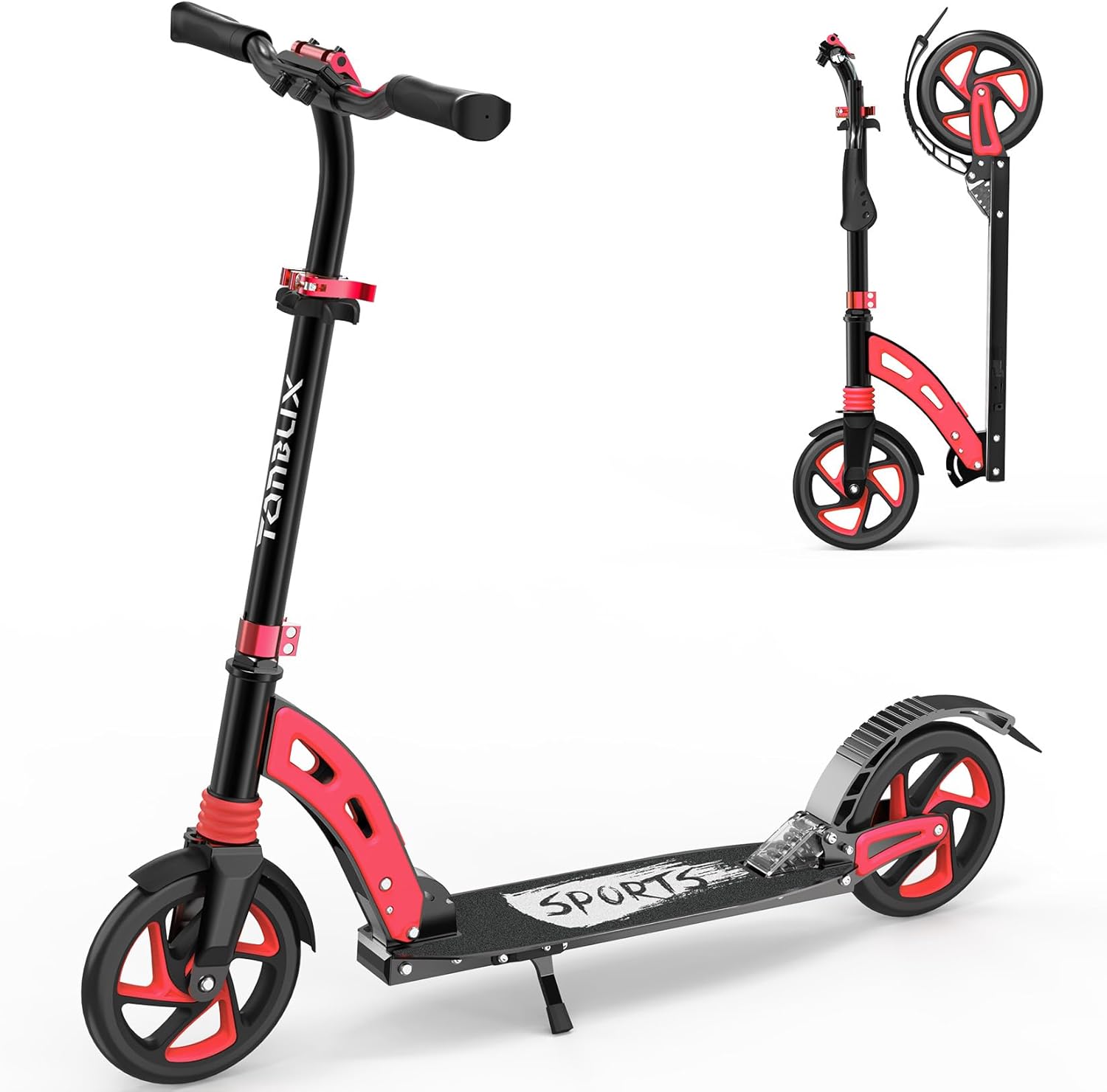 TONBUX Kick Scooter for Ages 6+, Dual Suspension Kids Scooter with Lightweight Aluminum Frame, Adjustable Handlebar Scooters for Kids, Teens and Adults