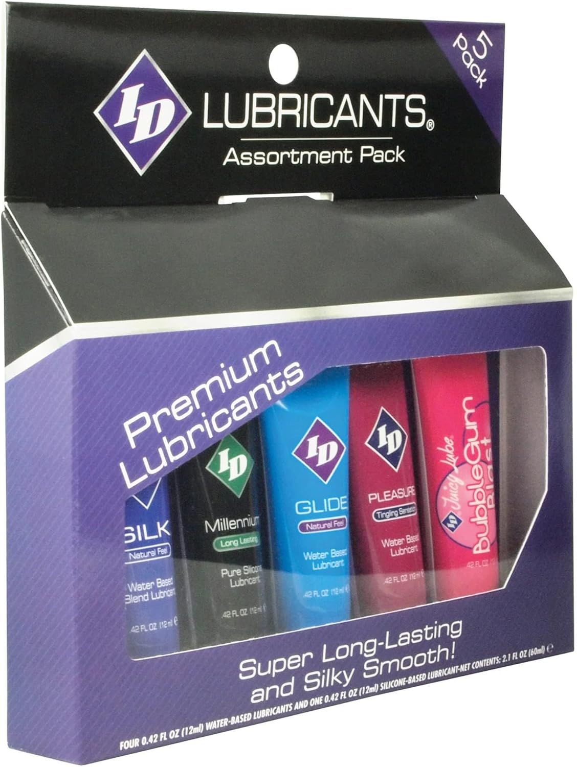 ID Lubricant Assorted Water-Based Flavoured Silicone Lubricant Tube 5 Pack