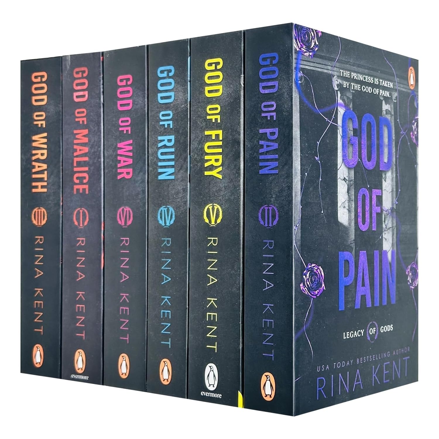 Legacy of Gods Series 6 Books Collection Set By Rina Kent (God of Pain, God of Fury, God of Ruin, God of War, God of Malice & God of Wrath)